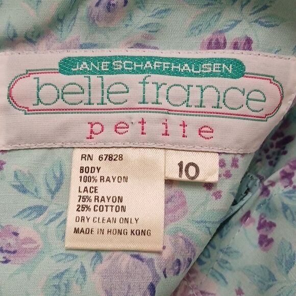 Jane Schaffhausen  Belle France  Petite vintage floral lace dress  Sz 10… - Picture 10 of 10